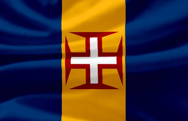 Madeira ondeando bandera ilustración . —  Fotos de Stock