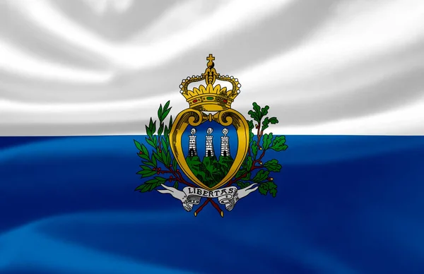 Mávající vlajka San Marino. — Stock fotografie