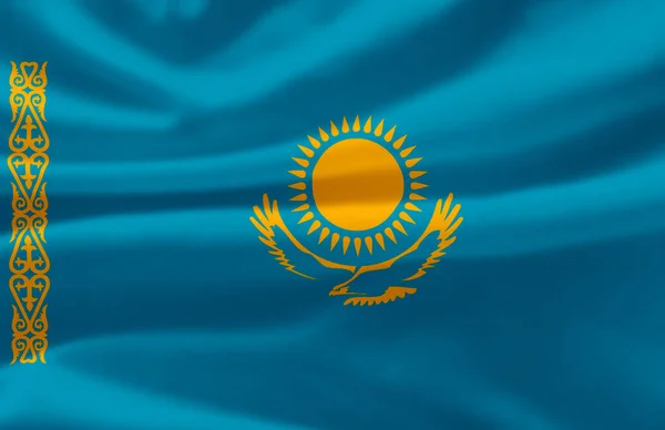 Kazachstan zwaaien vlag illustratie. — Stockfoto