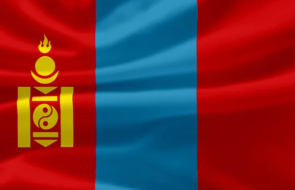 Mongolië zwaaiende vlag illustratie. — Stockfoto