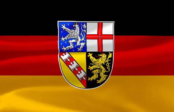 Saarland viftande flagga illustration. — Stockfoto