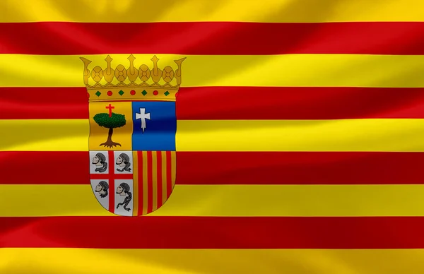 Aragon dalgalı bayrak illüstrasyon. — Stok fotoğraf