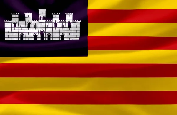 Balearic Islands waving flag illustration. — Stock Photo, Image