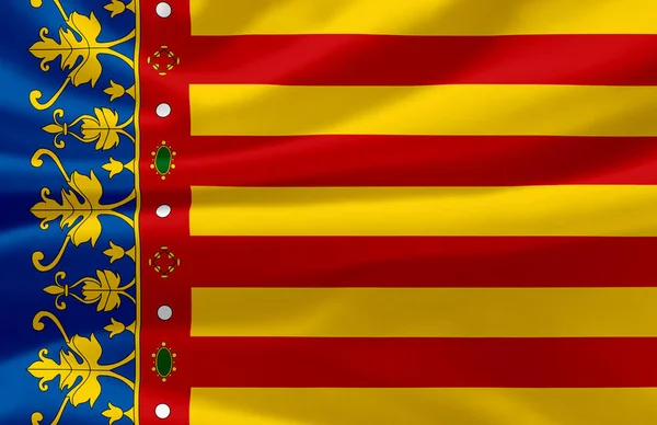 Mávající vlajka Valencie. — Stock fotografie