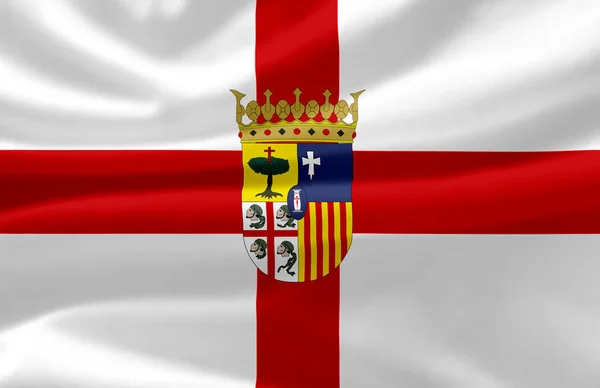 Zaragoza ondeando bandera ilustración . —  Fotos de Stock