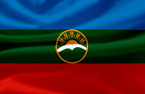 Ilustração bandeira acenando Karachay-Cherkessia . — Fotografia de Stock