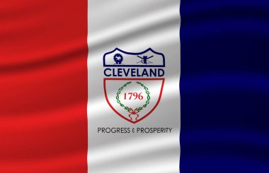 Cleveland bayrak illüstrasyon sallayarak.