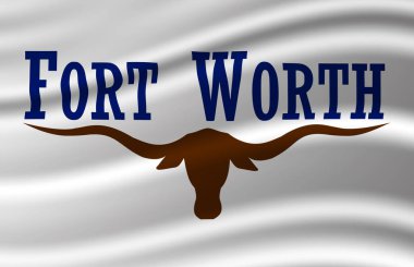 Fort Worth Texas bayrak illüstrasyon sallayarak.