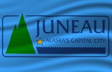 Juneau Alaska bayrak illüstrasyon sallayarak.