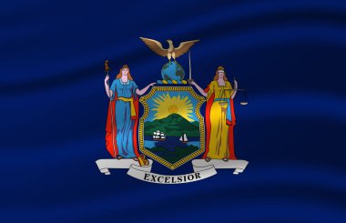 New York bayrak illüstrasyon sallayarak.