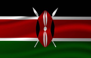 Kenya bayrak illüstrasyon sallayarak.