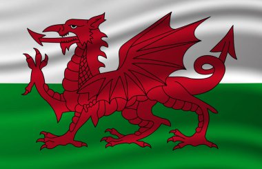 Galler bayrak illüstrasyon sallayarak.