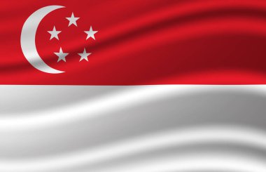 Singapur dalgalı bayrak illüstrasyon.