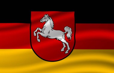 Aşağı Saksonya dalgalı bayrak illüstrasyon.