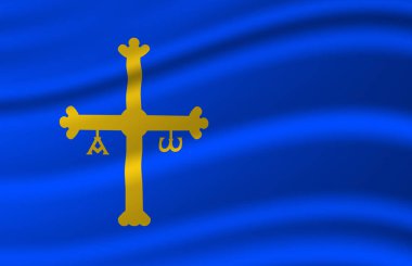 Asturias bayrak illüstrasyon sallayarak.