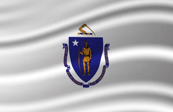 Massachusetts zwaaiende vlag illustratie. — Stockfoto