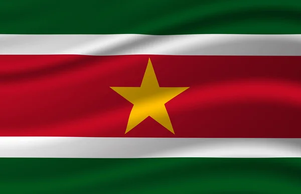 Surinaamse zwaaiende vlag illustratie. — Stockfoto