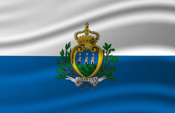 San Marino zwaaiende vlag illustratie. — Stockfoto