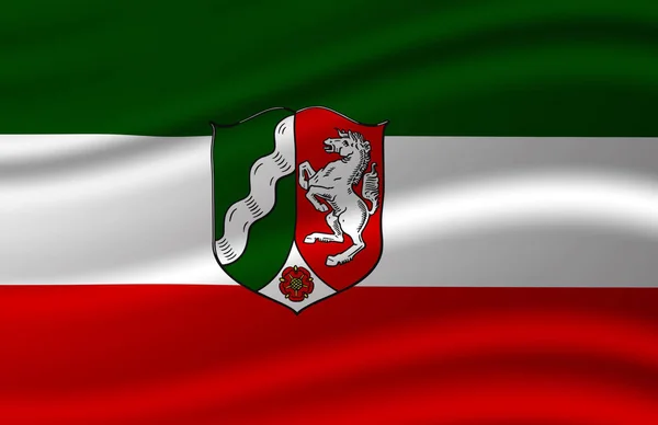 Noord-Rijnland-Westfalen zwaaiende vlag illustratie. — Stockfoto