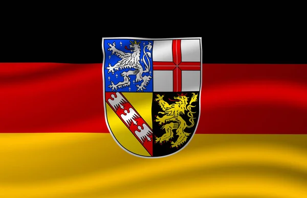 Saarland zwaaiende vlag illustratie. — Stockfoto
