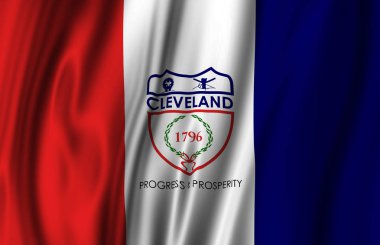 Cleveland bayrak illüstrasyon sallayarak.