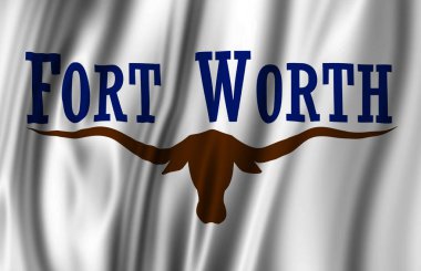 Fort Worth Texas bayrak illüstrasyon sallayarak.