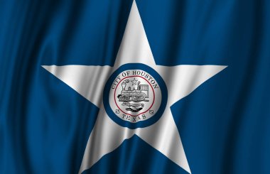 Houston Texas dalgalı bayrak illüstrasyon.