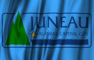 Juneau Alaska bayrak illüstrasyon sallayarak.