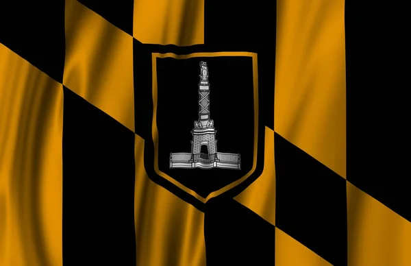 Baltimore City waving flag illustration.