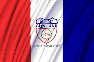 Cleveland bayrak illüstrasyon sallayarak.