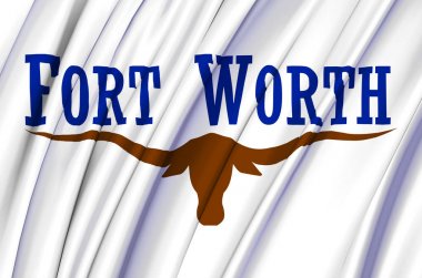 Fort Worth Texas bayrak illüstrasyon sallayarak.