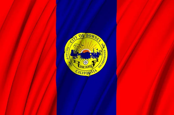 Downey California zwaaiende vlag illustratie. — Stockfoto