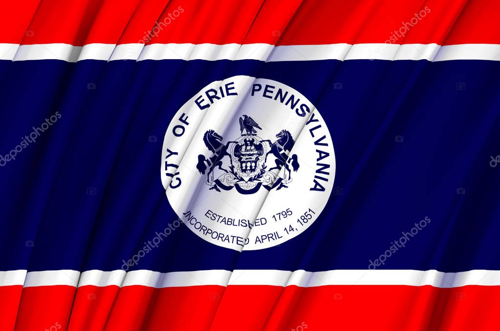 Erie Pennsylvania waving flag illustration.