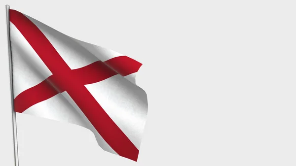 Alabama 3D ondeando bandera ilustración en asta de la bandera . —  Fotos de Stock