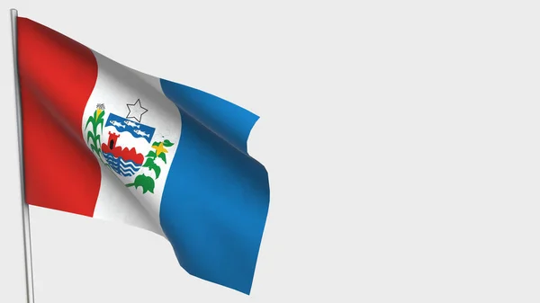 Alagoas 3d κυματίζει σημαία εικονογράφηση σε κοντάρι. — Φωτογραφία Αρχείου