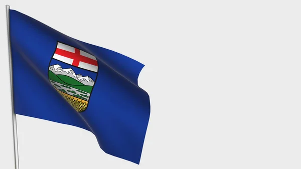 Alberta 3D acenando ilustração bandeira no mastro da bandeira . — Fotografia de Stock