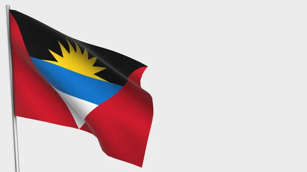 Antigua e Barbuda 3D acenando bandeira ilustração no mastro . — Fotografia de Stock