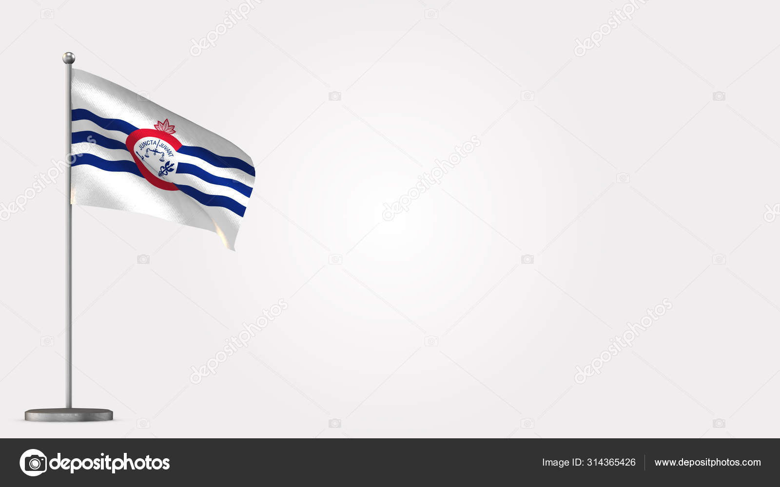 Cincinnati Ohio 3d Waving Flag Illustration On Flagpole Stock Photo C Stockphoto Rbl 314365426