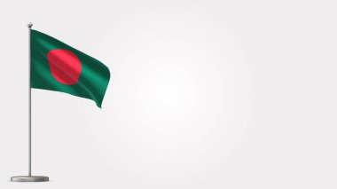 Bangladeş 3d bayrak direğinde sallanıyor.