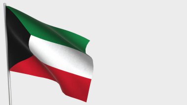 Kuveyt bayrak direğinde 3d dalgalanan bayrak illüstrasyonu.