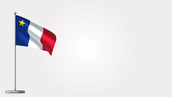Ilustración de la bandera ondeante de Acadia 3D en asta de bandera . —  Fotos de Stock
