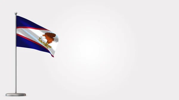 Illustration du drapeau agitant les Samoa américaines en 3D sur le mât . — Photo