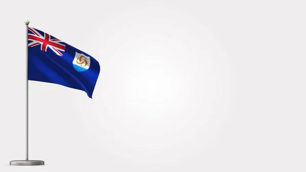 Anguilla 3d κυματίζει σημαία εικονογράφηση στο κοντάρι σημαία. — Φωτογραφία Αρχείου
