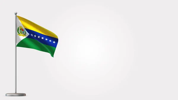 Apure Venezuela 3d zwaaiende vlag illustratie op vlaggenmast. — Stockfoto
