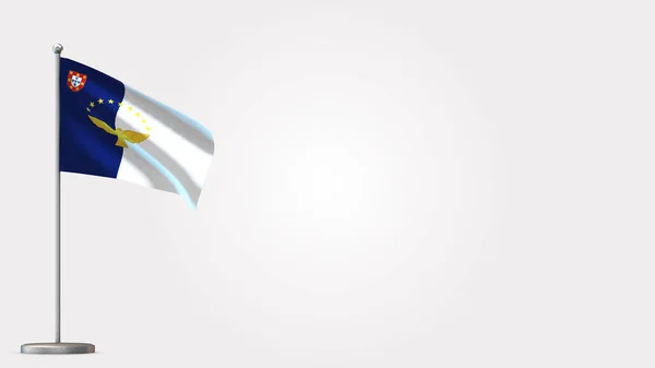 Azores 3d bayrak direğinde dalgalanan illüstrasyon. — Stok fotoğraf