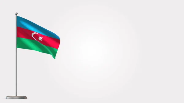 Azerbajdzsán 3d lengő zászló illusztráció zászlórúdra. — Stock Fotó