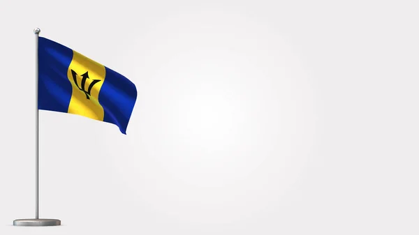 Barbados 3D acenando ilustração bandeira no mastro . — Fotografia de Stock