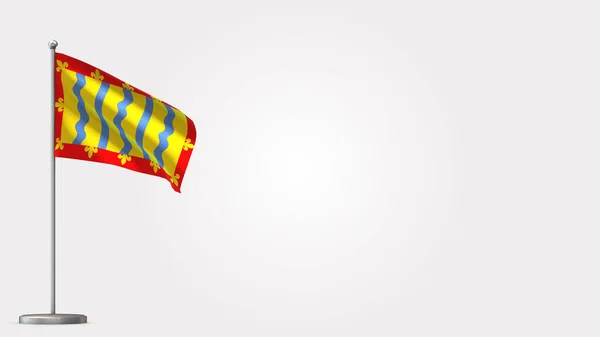 Cambridgeshire 3d zwaaiende vlag illustratie op vlaggenmast. — Stockfoto