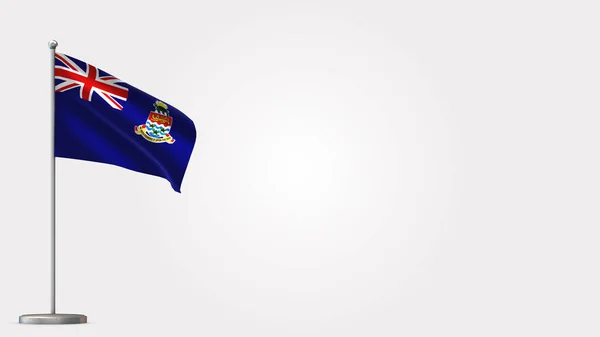 Cayman Islands 3D waving flag illustration on flagpole. — Stock Photo, Image