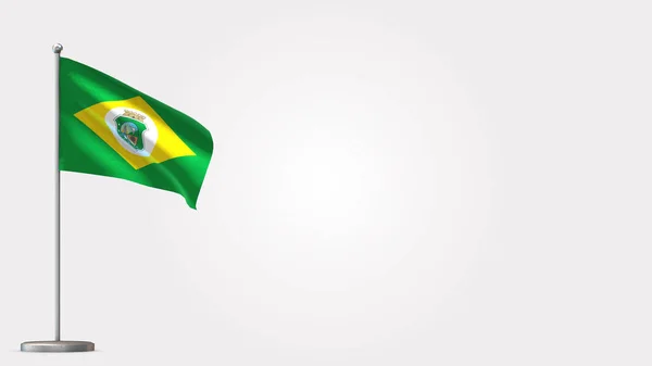 Ilustración de bandera ondeante Ceara 3D en asta de bandera . —  Fotos de Stock